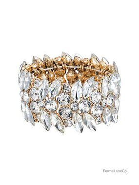 Marquise Crystal Art Deco Stretch Bracelet for Women Bride Prom